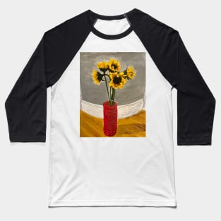 Sunflowers in Red Vase Baseball T-Shirt